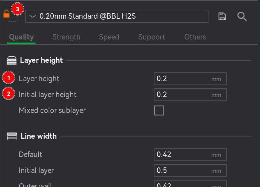 Bambu Studio Prepare screen layer height parameters